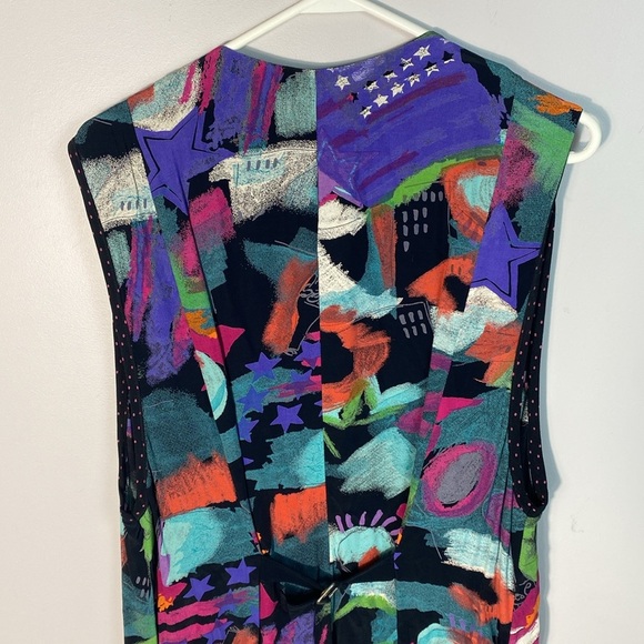 Vintage 80’s Geometric Print Romper by Carole Little Petites size 12 - Picture 4 of 11